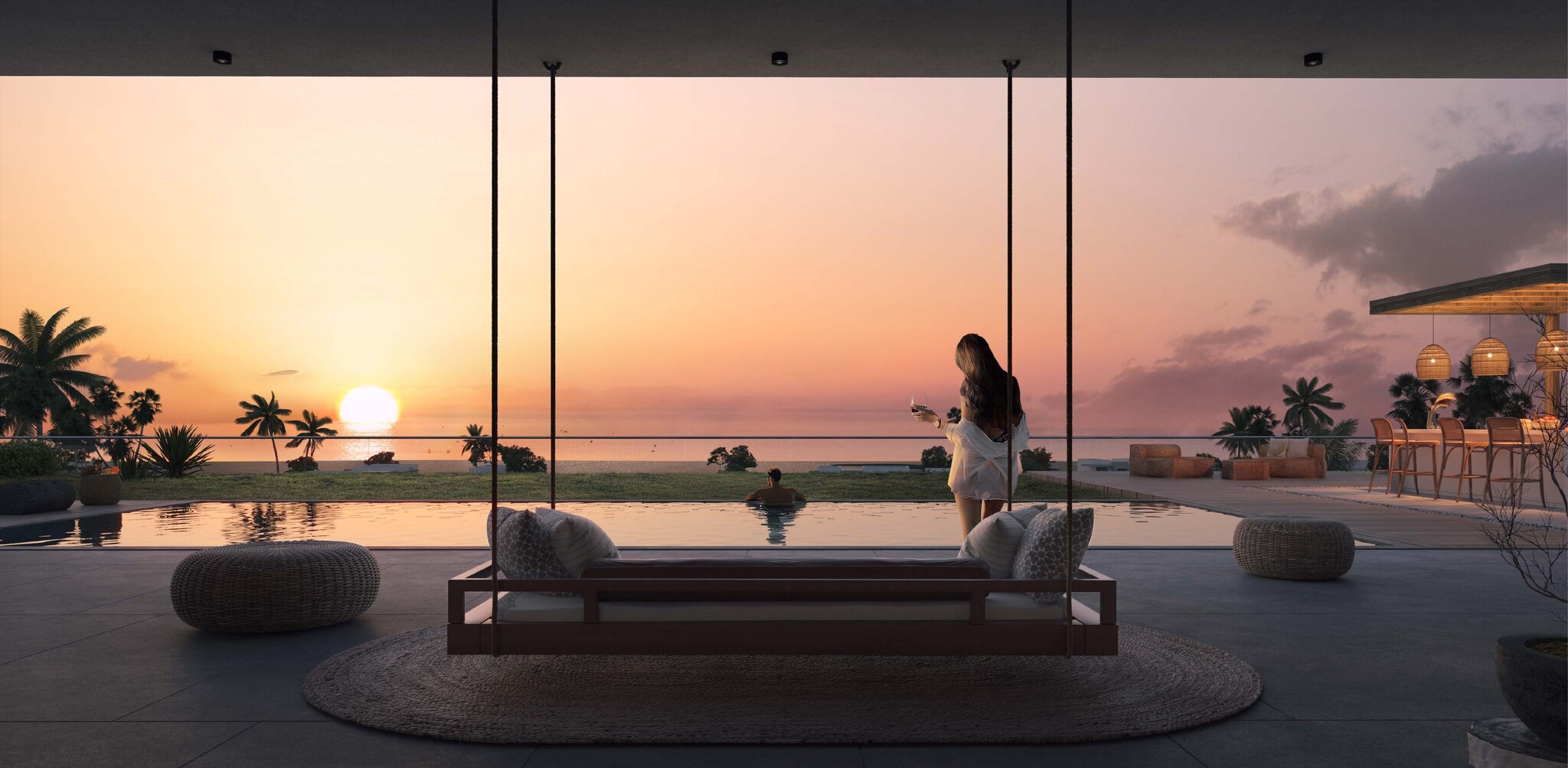 Beach sunset terrace